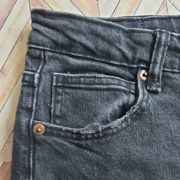Zara Black Washed High Rise Straight Leg Jeans Size 8 Womens Denim - Picture 10 of 13